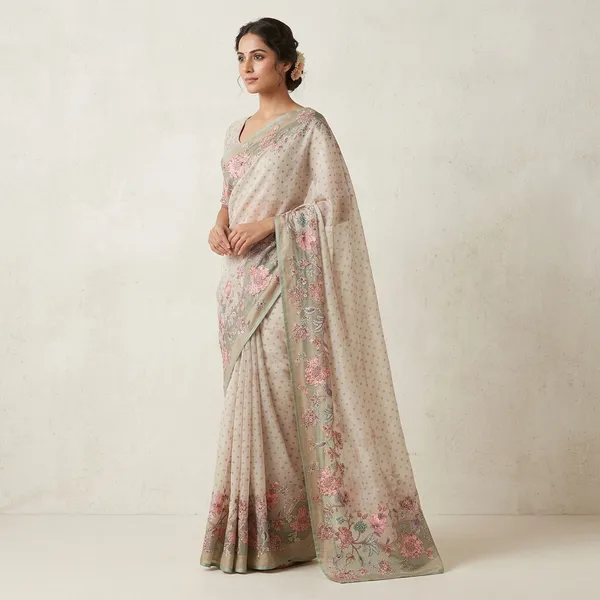 Elegant_Floral_Embroidered_Khadi_Silksaree_With_Border_Detail