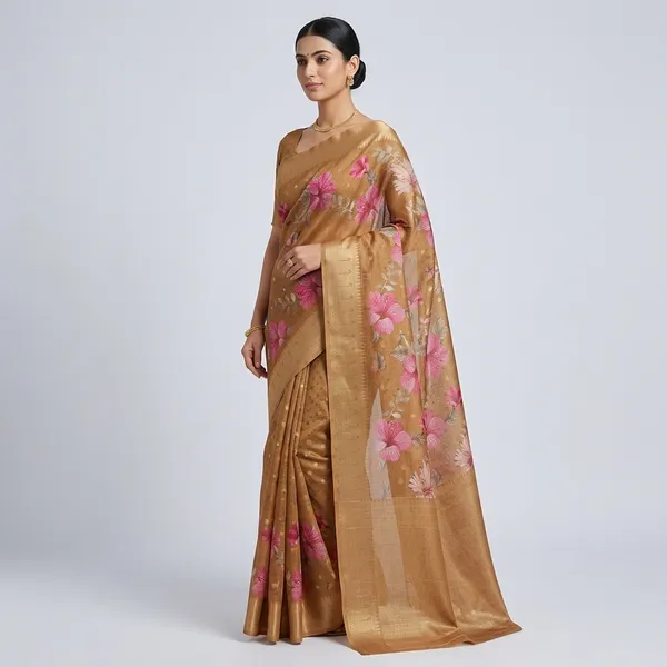 Floral_Print_Kota_Silk_Saree_With_Golden_Border