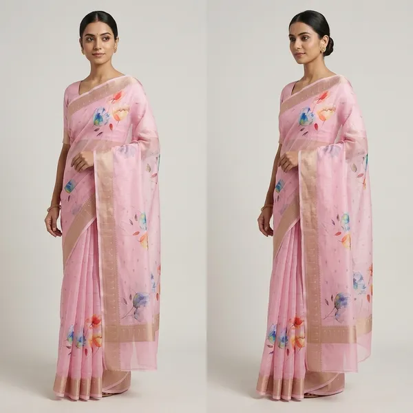 Pink_Kota_Silk_Saree_With_Floral_Digital_Print_And_Zari_Border