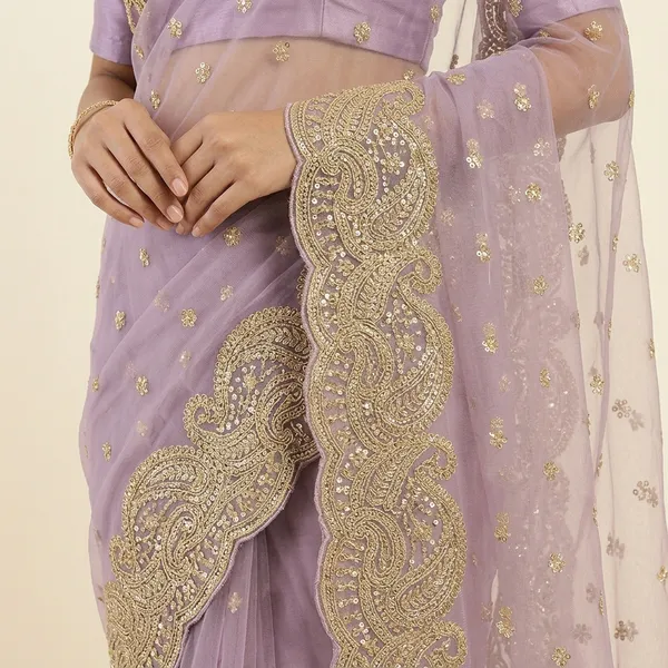 Purple_Embroidered_Organza_Silk_Saree_With_Golden_Scalloped_Border