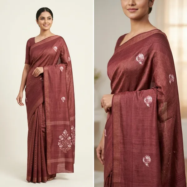 Traditional_Indian_Paschmina_Tusser_Saree_With_Hand_Embrodery