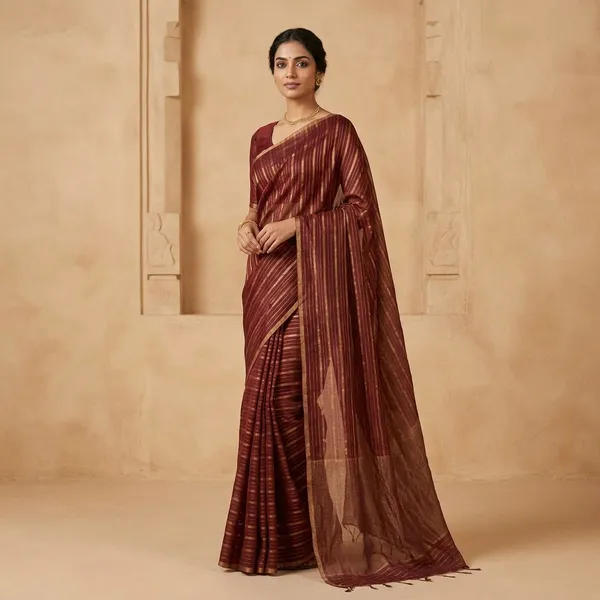 Elegant_Striped_Linen_Silk_Handloom_Saree