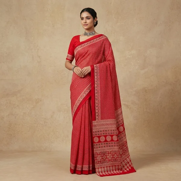 Traditional_Chilly_Red_Modal_Cotton_Ajrak_Print_Saree