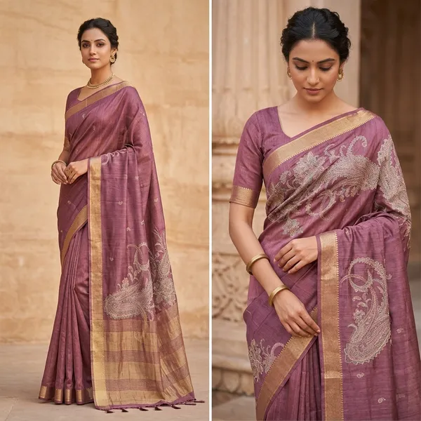 Purple_Wine_Gaji_Silk_Saree_Aari_Work_Embroidered_Saree_With_Kasavu_Border