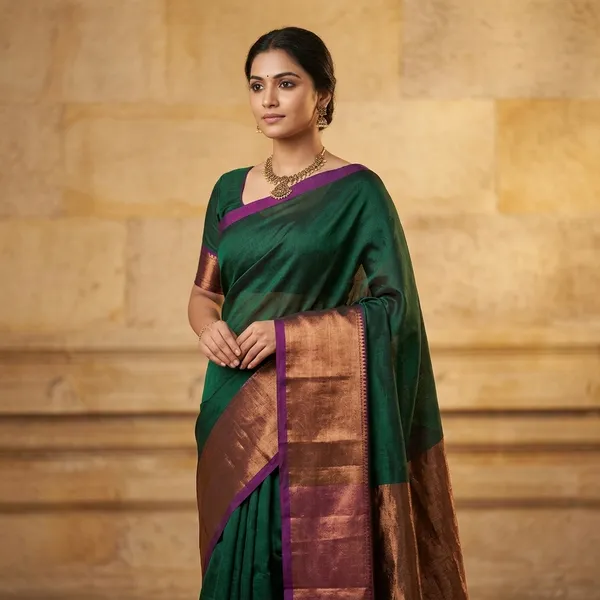 Pure_Handloom_Organic_Linen_Saree_With_Tissue_Pallu