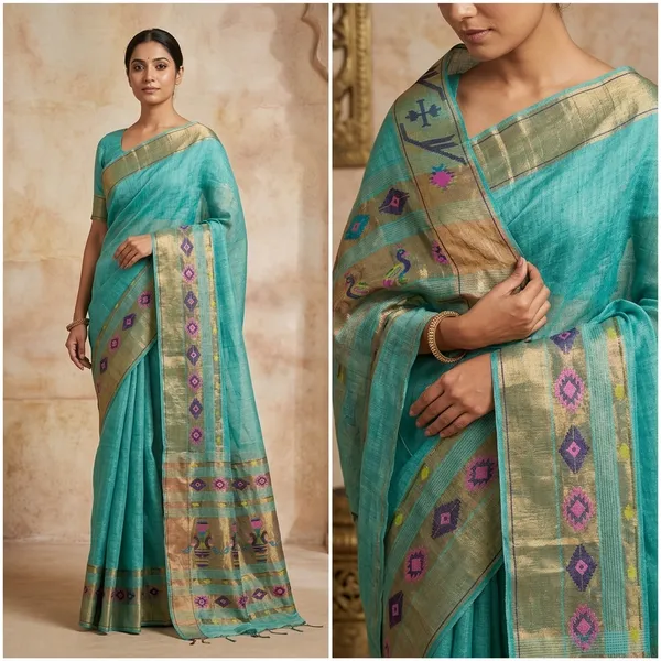 Handwoven_Jamdani_Pure_Linen_Silk_Saree
