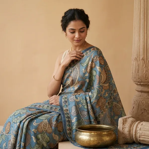 Kalamkari_Print_Raw_Tussar_Saree