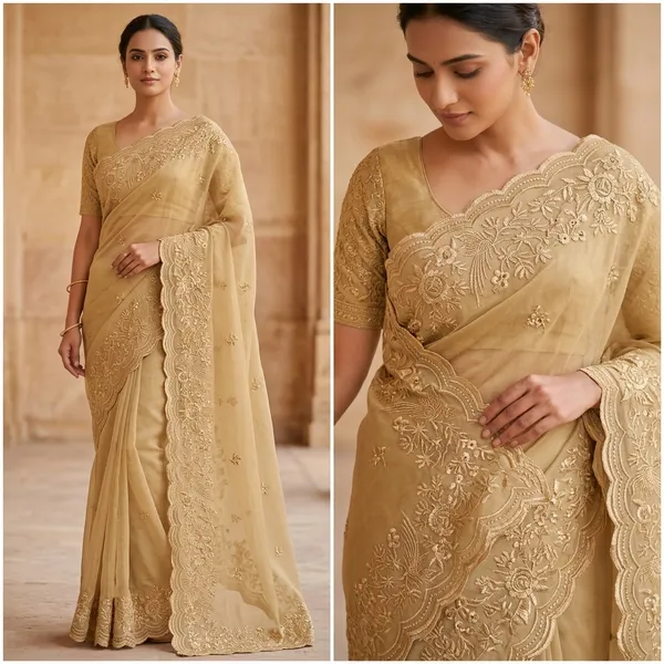 Elegant_Golden_Chanderi_Silk_Saree_With_Embroidered_Border