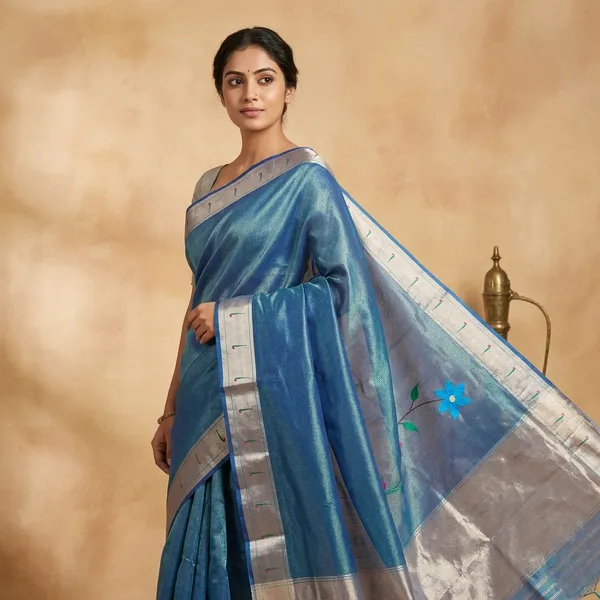 Blue_Silk_Saree_With_Paithani_Weaving
