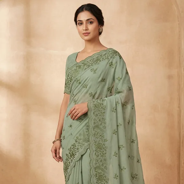Embroidered_Chanderi_Silk_Saree_With_Scalloped_Border_-_Mint_Green