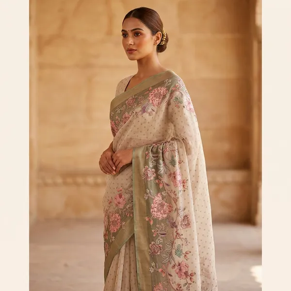 Elegant_Floral_Embroidered_Khadi_Silk_Saree_With_Border_Detail