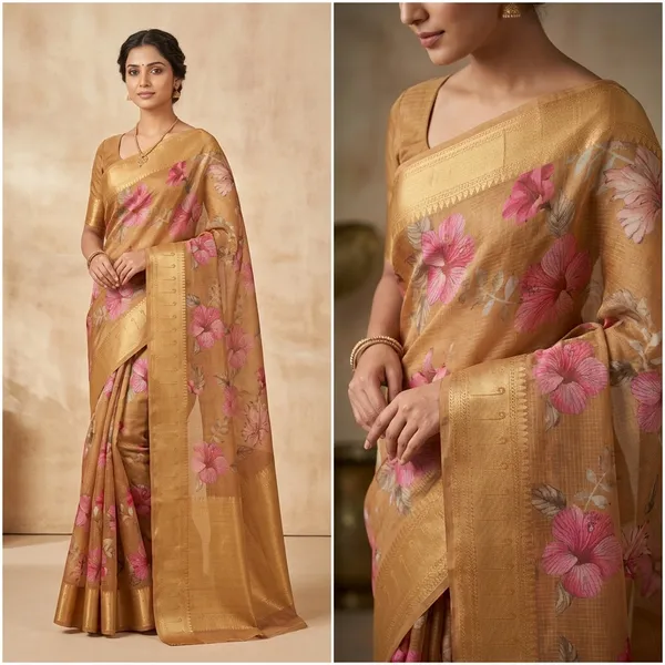 Floral_Print_Kota_Silk_Saree_With_Golden_Border