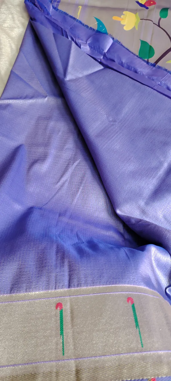 Blue_Silk_Saree_With_Paithani_Weaving_Floral_Border