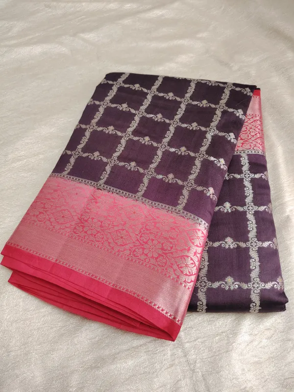 Banarasi_Soft_Silk_Saree_With_Silver_Zari_Work_-_Wine_And_Pink