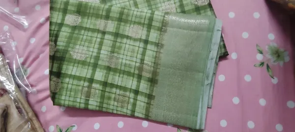 Green_Pure_China_Silk_Banarasi_Checkered_Saree