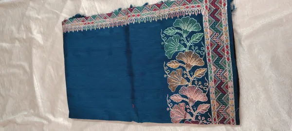 Elegant_Embroidered_Blue_Raw_Tussar_Silk_Saree