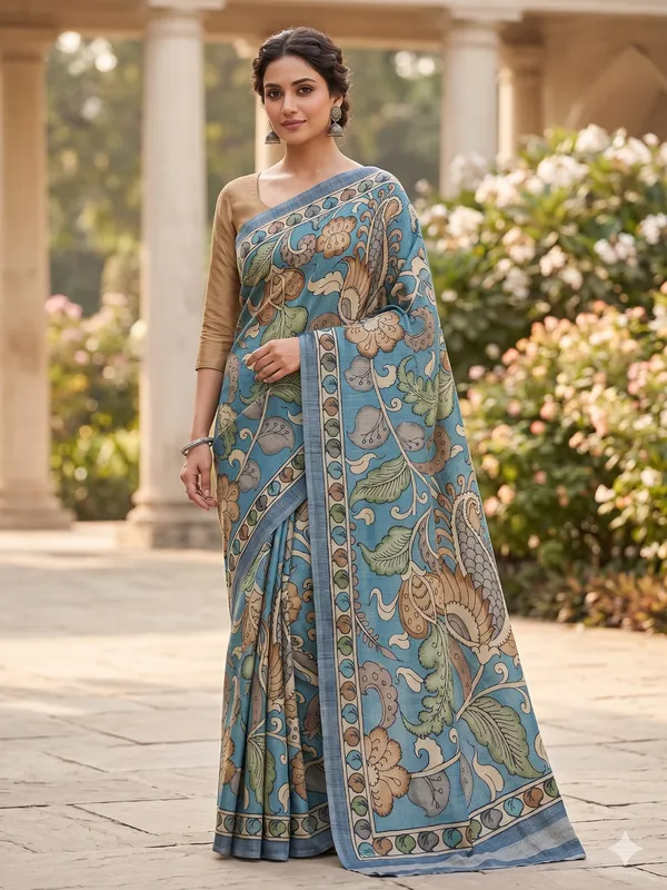 Kalamkari_Print_Raw_Tusser_Saree