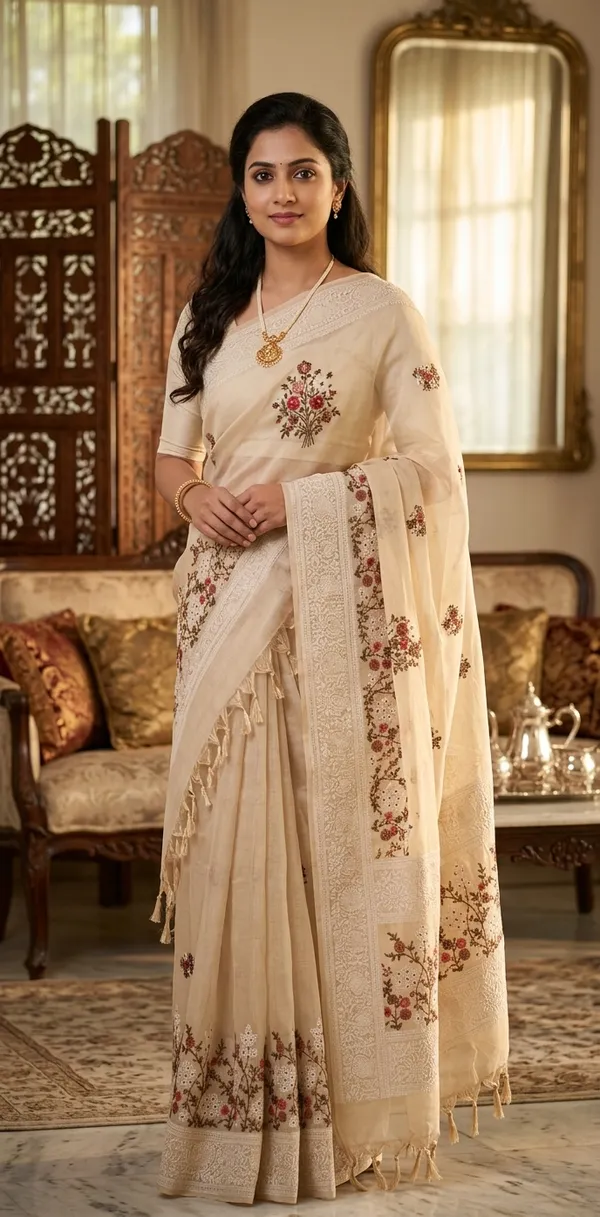 Hand_Embroidered_Half_White_Khadi_Cotton_Dupatta_With_Floral_Motifs