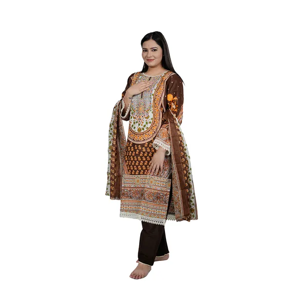 Brown_Women_Printed_Lawn_Cotton_Unstitched_Suit_With_Dupatta_3_Piece_Set
