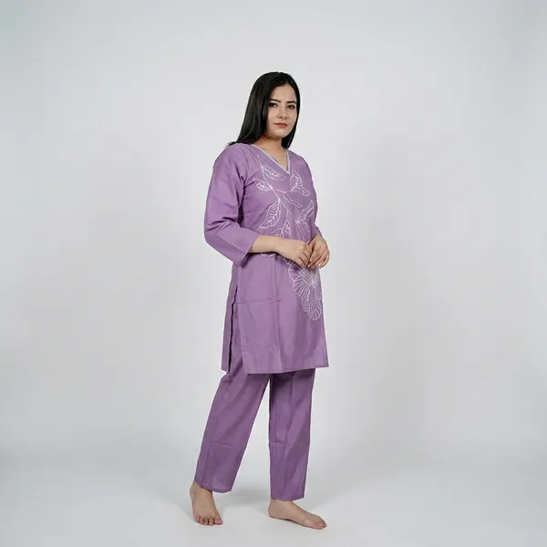 Purple_Embroidered_Cotton_Night_Suit_For_Women