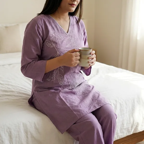 Purple_Embroidered_Cotton_Night_Suit_For_Women