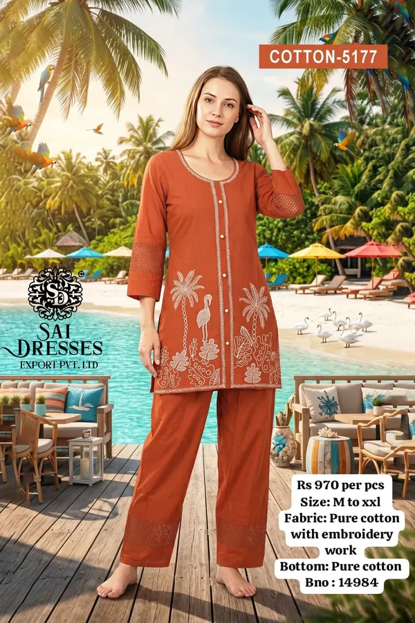 Rust_Cotton_Embroidered_Kurta_Set_for_Women