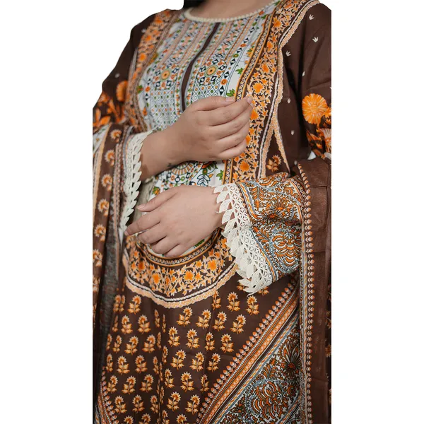 Brown_Women_Printed_Lawn_Cotton_Unstitched_Suit_With_Dupatta_3_Piece_Set