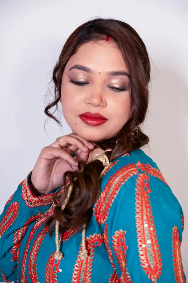 Turquoise_Blue_&_Red_Women_Embroidered_Ethnic_Kurti_With_Red_Sharara_Set