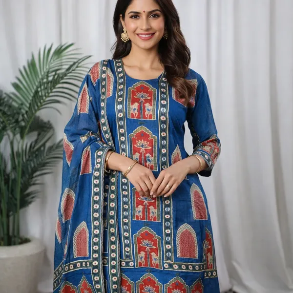 Blue_Maslin_Handwork_Kurta_Set_for_Women
