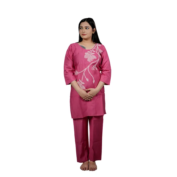 Multicolour_Ethnic_Kurti_With_Dupatta_Set_And_Women_Embroidered_Cotton_Kurta_Pajama_Set_Combo_Pack_Of_2