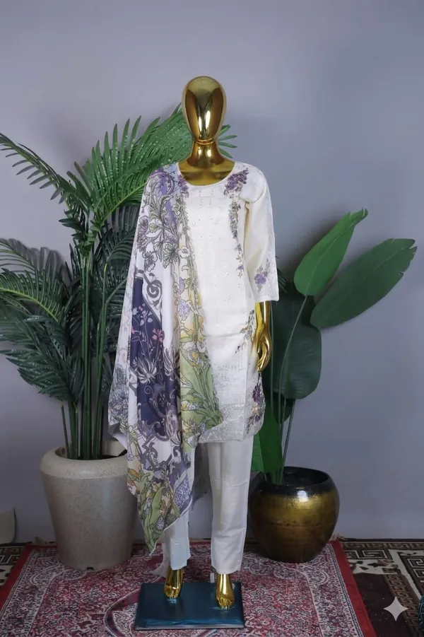 White_Elegant_Embroidered_Pakistani_Suit_Set_With_Floral_Dupatta