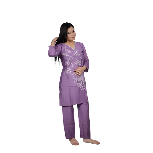 Purple_Embroidered_Cotton_Night_Suit_For_Women