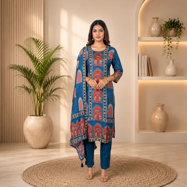Blue_Printed_Ethnic_Kurta_Set_With_Pants_For_Women