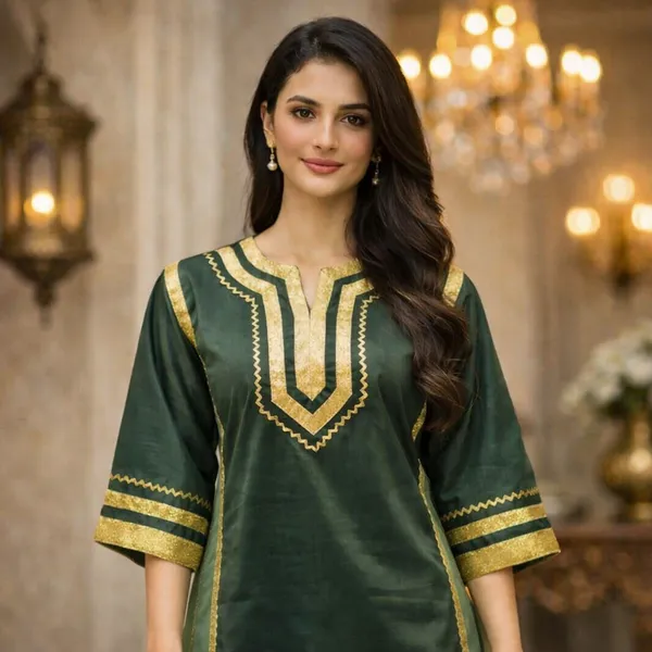 Olive_Green_Roman_Shimmer_Kurta_Set_for_Women