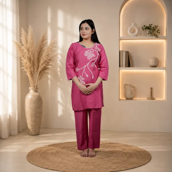 Pink_Women_Embroidered_Cotton_Kurta_Pajama_Set