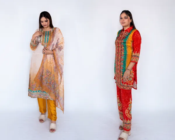 Multicolour_Embroidered_Ethnic_Suit_Set_With_Jacket_And_Pants_And_Elegant_Floral_Embroidered_Ethnic_Suit_Set_With_Dupatta_Combo_Pack_Of_2