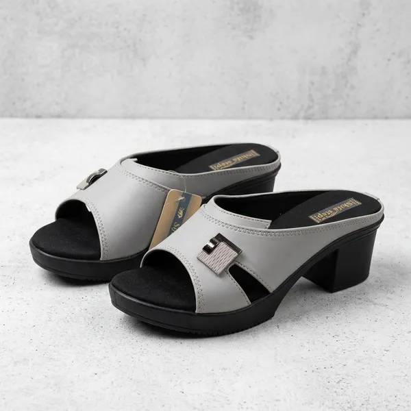 Grey_Pvc_Lycra_Block_Heel_Buckle_Sandals_For_Women