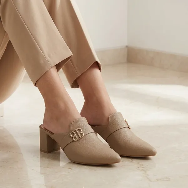 Beige_Synthetic_Leather_Pointed_Toe_Block_Heel_Mules_For_Women