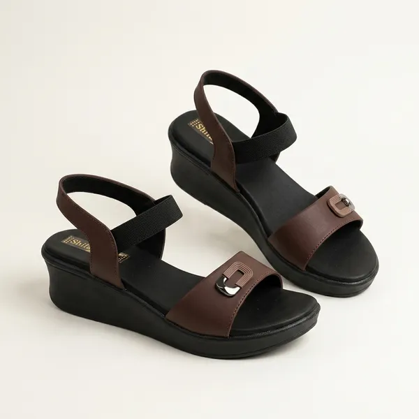 Brown_And_Black_Synthetic_Leather_Strappy_Platform_Sandals_For_Women