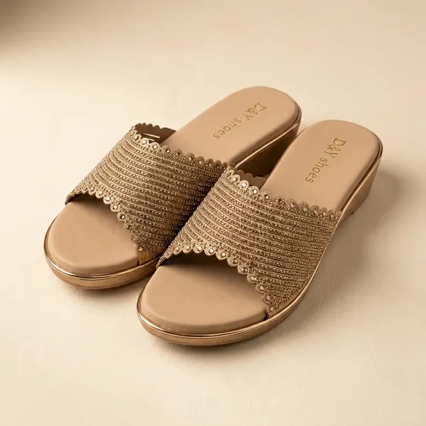 Beige_Synthetic_Leather_Beaded_Slide_Sandals_For_Women