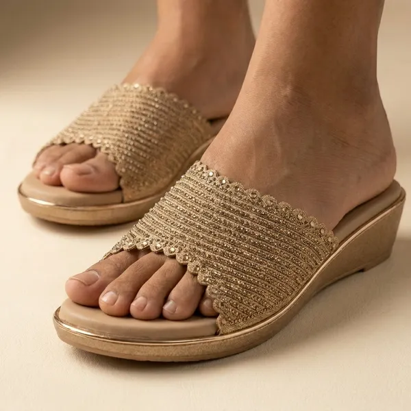 Beige_Synthetic_Leather_Beaded_Slide_Sandals_For_Women