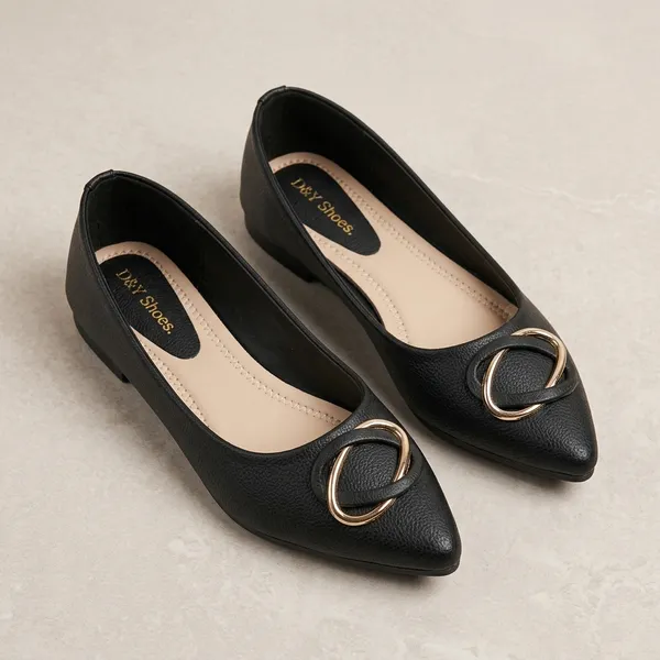 Black_Synthetic_Leather_Pointed_Toe_Ballerina_Flats_For_Women