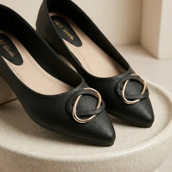 Black_Synthetic_Leather_Pointed_Toe_Ballerina_Flats_For_Women
