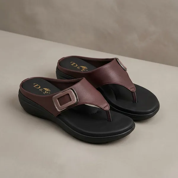 Dark_Brown_Synthetic_Leather_Thong_Sandals_For_Women