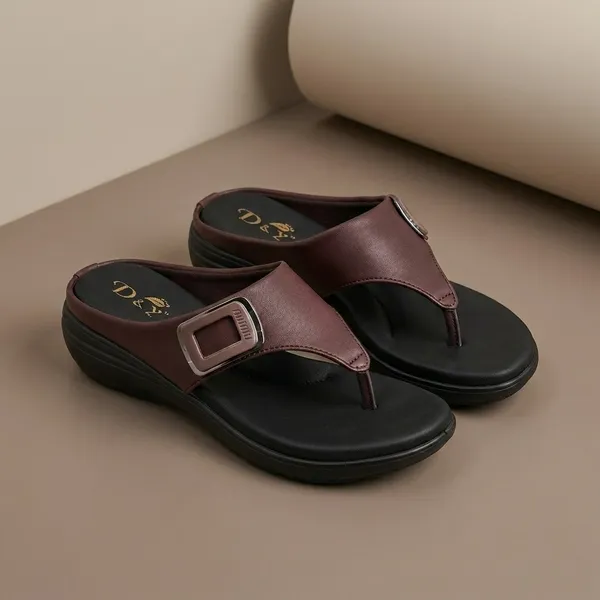 Dark_Brown_Synthetic_Leather_Thong_Sandals_For_Women