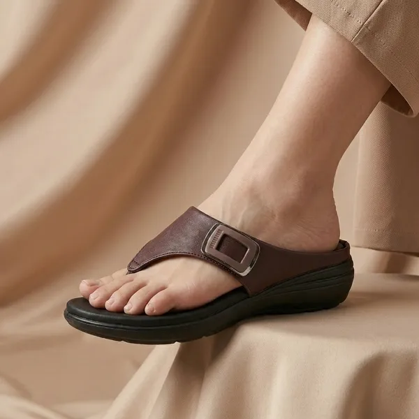 Dark_Brown_Synthetic_Leather_Thong_Sandals_For_Women