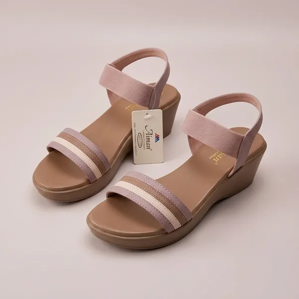Mauve_And_Beige_Synthetic_Leather_Elastic_Strap_Wedge_Sandals_For_Women