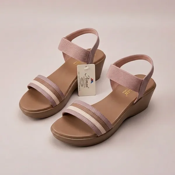 Mauve_And_Beige_Synthetic_Leather_Elastic_Strap_Wedge_Sandals_For_Women