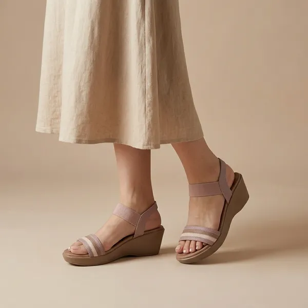 Mauve_And_Beige_Synthetic_Leather_Elastic_Strap_Wedge_Sandals_For_Women