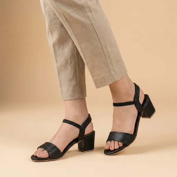 Black_Synthetic_Leather_Block_Heel_Strappy_Sandals_For_Women
